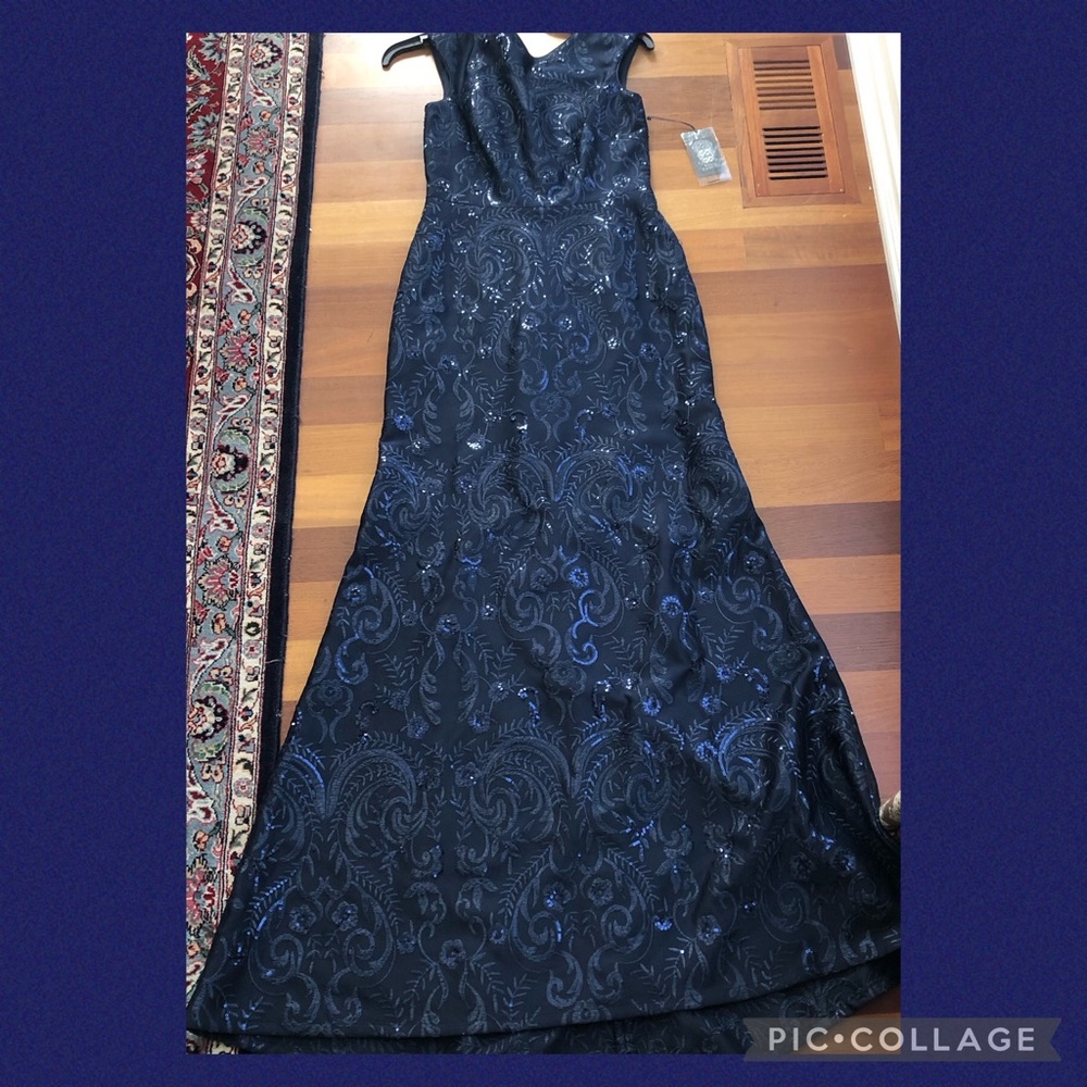 Vince Camuto sequined navy gown